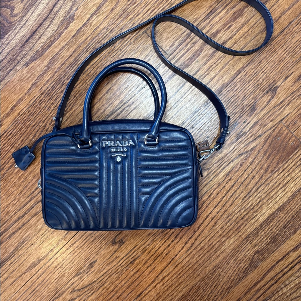 Prada Diagramme Baltic navy blue purse crossbody designer authentic bag - Picture 7 of 12